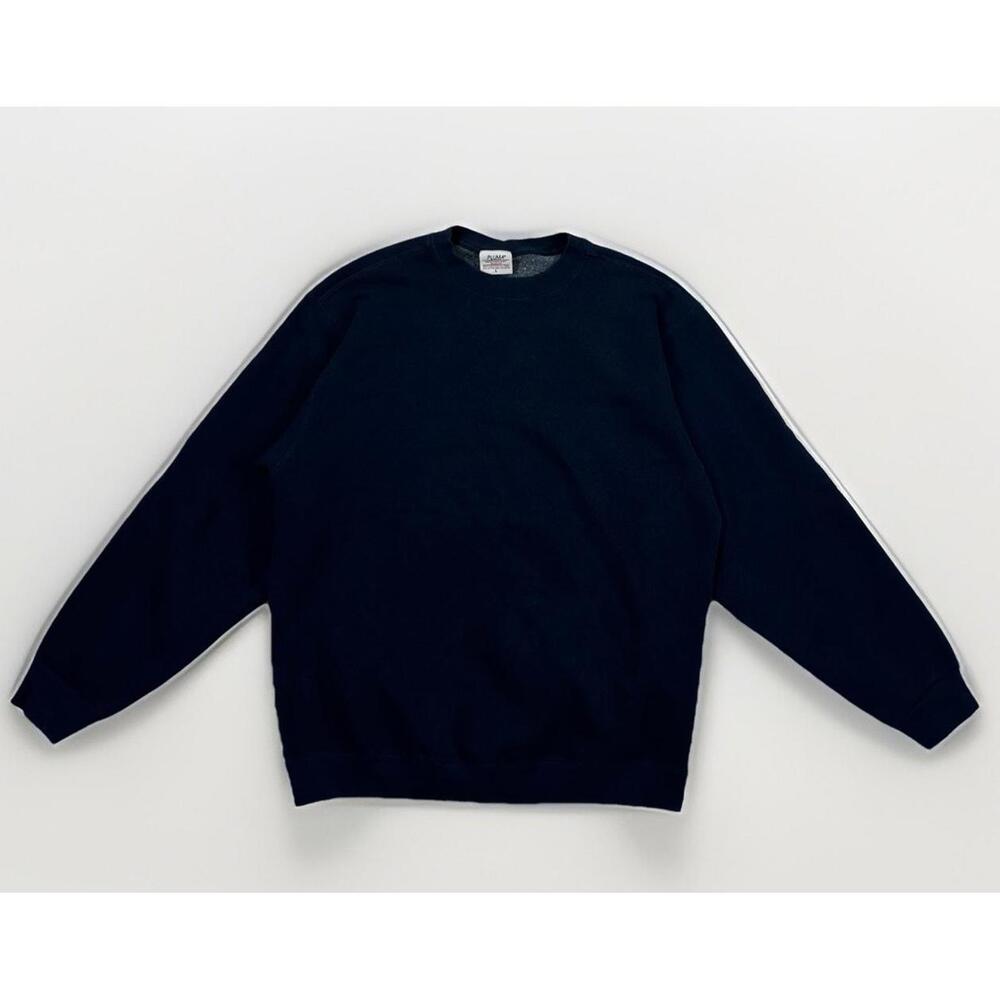 Vtg 90s Streetwear Mens Large Faded Blank Heavyweight Crewneck Sweatshirt Navy